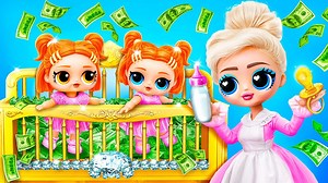 Me Convertí en una Niñera Rica! ¡Familia Rica Necesita Ayuda! 32 Manualidades para Muñecas LOL OMG | Lalilu Español