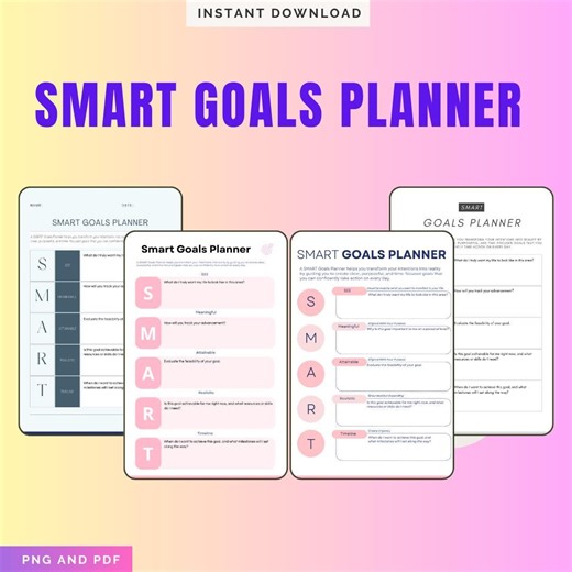 SMART Goals Planner Printable | Goal Setting Worksheet (PDF PNG) - Etsy