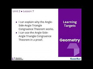 Geometry Unit 2 Lesson 7 Angle Side Angle Triangle Congruence