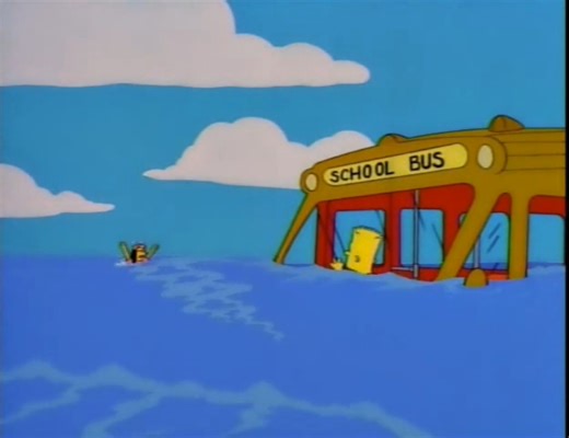 'Just hang tight kids! I'll swim for help!' 'What the?!' - 'Zeppelin rules!!' (S9 E14 - 'Das Bus') | The Simpsons & Futurama Best Moments