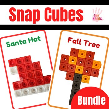 Snap Cubes Bundle - Fall Spring & Winter task cards for Unifix Cubes Math Center