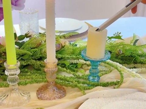 Glass Candlestick Holder,Striped Taper Candle Holders,Set of 6 Candle Stand for Table Centerpieces, Home Decor,Weddings,Festival and Parties (Pink Stripe Pattern)