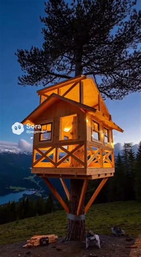 Would you stay in this tree house with a view? #tinyhouse #timelapse #home #diy