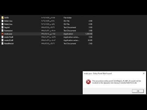 Fix error moto.exe - Entry Point Not Found