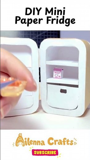 ✨ Can this tiny paper fridge really open? #diy #diycrafts #paperdiy