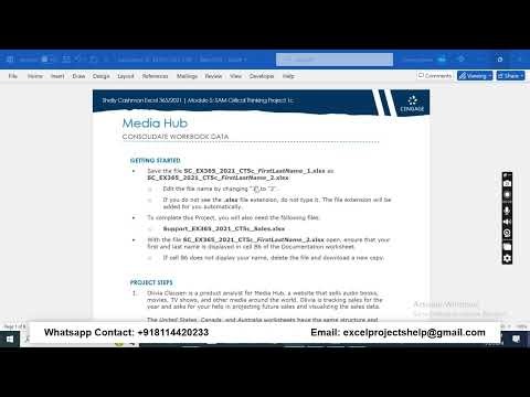 Shelly Cashman Excel 365/2021 | Module 5: SAM Critical Thinking Project 1c Media Hub