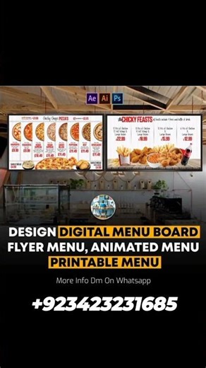 Restaurant Digital Menu Board Design | LED TV Menu Animation