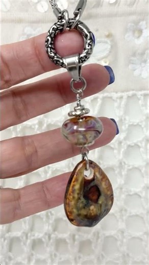 Artisan One-of-a-kind Reversible Porcelain and Lampwork Glass Pendant | Heirloom | Made in the USA