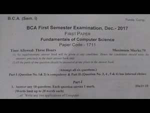 Bca 1st semester computer fundamental question paper Examination 2020 ।।