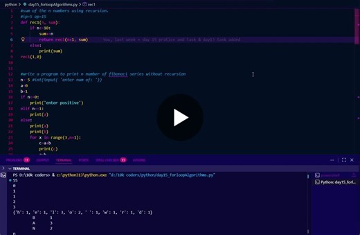 Python Practice: Recursion, Loops, and String Logic | Lalith sai Meesala posted on the topic | LinkedIn