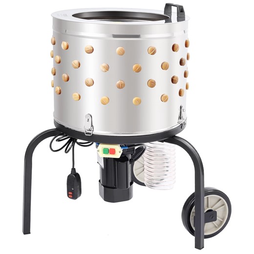 VEVOR Chicken Plucker Machine, 20" Diameter Stainless Steel Drum, Defeathering Equipment with 108 Soft Fingers and 2 Large Wheels