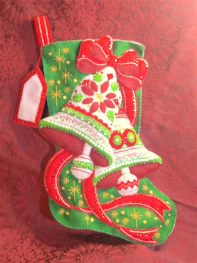 Bucilla Christmas Stocking Decoration Completed Handmade Beaded and Sequined. - Etsy
