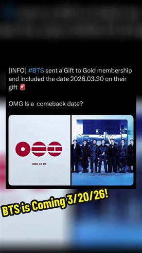 BTS sent a gift to Army Gold membership holders which included the date 2026.03.20 and that logo. Each of the 7 members gave handwritten new years messages. A few fans have theories about it and many believe that March 20th, 2026 is their comeback album release date. It happens to be a Friday and the first day of Spring aka the spring equinox. #bts #armymembership #kpopfyp #bangtan #2026