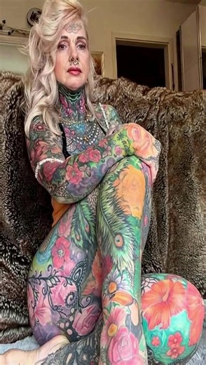 This 58-year-old grandma spent all her life savings on covering her entire body in tattoos - but you better sit when you see how she looked before... 😳 Pics in the comments 👇💬 | The NewsToday