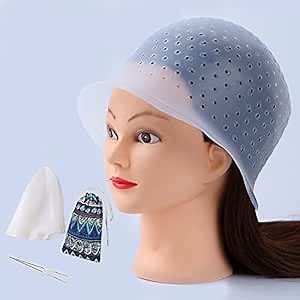 Amazon.com : MILANGE Pre-punched Highlight Cap 2 Sets (White and Blue) Open Holes Reusable Silicone Hair Highlighting Dye Cap with Hook Hair Caps for Highlights Professional Tipping Caps for Home and Salon Use : Beauty & Personal Care