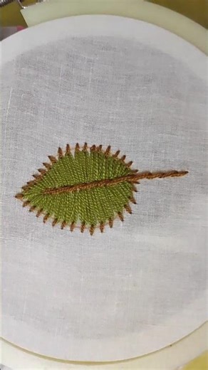 Basic stitch tutorial!!! Easy lazy daisy stitch leaf embroidery for beginners #shorts