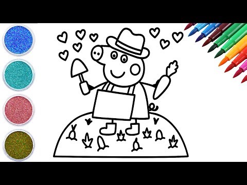 Cute Farmer Peppa Pig Gardening Drawing Tutorial | Easy Drawing for Kids
