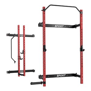 TROPOW Folding Wall Mounted Squat Rack – 1000 lbs Capacity Power Rack for Home Gym, Space-Saving Foldable Squat Rack with Pull-Up Bar & Landmine, Heavy-Duty 2.36" x 2.36" Steel Frame Power Cage