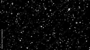 festive confetti falling. Round confetti isolated on a black background falling down smoothly and slowly. Grey vers 1