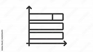 Animated stacked bar chart line icon. Horizontal columns animation. Sales performance. Statistical analysis. Loop HD video with alpha channel, transparent background. Outline motion graphic