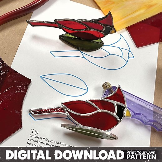 Stained Glass Cardinal Pattern: Beginner Bird Design (digital Download) - Etsy