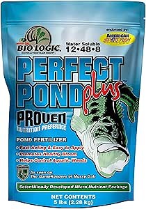 BioLogic Perfect Pond Plus, Fish Pond Fertilizer, Granular Fish Pond and Plant Fertilizer, Fast Acting & Easy to Apply, 5 lb Bag Broadcasts 1 Acre