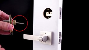 Probrico Satin Nickel Square Entry Levers Locksets and Double Cylinder Deadbolts Combination Set, Heavy Duty Front Door Office Entrance Levers, 3 Pack Keyed Alike(All Same Keys)