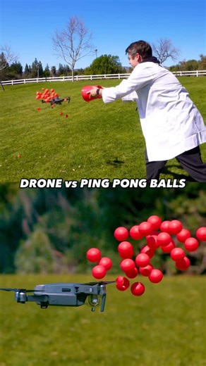 Josh Horton on Instagram: "Drone vs Ping Pong Balls and Water Balloon!"