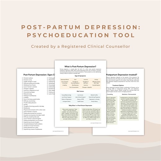 Post-partum Depression Psychoeducation Printable Worksheet for Mental Health and Healthcare Providers for Patient Care and Wellbeing - Etsy