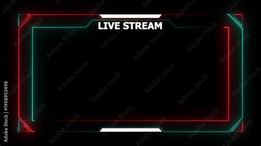 futuristic neon red and green gaming stream frame overlay with hud elements.4k animation motion graphic video..