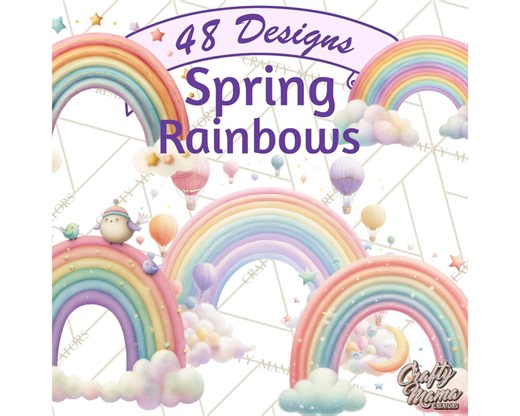 48 Png, Rainbow Clipart, Pastel Rainbow Clip Art PNG, Spring Color Splash, Watercolor Rainbow Printable - Etsy