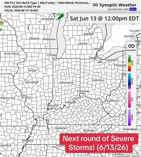 We are a monitoring another round of severe storms for Saturday evening, the simulated radar here represents our latest favored solution for coverage and progression. Damaging wind gusts, hail and a few tornadoes will again be in play for these areas.