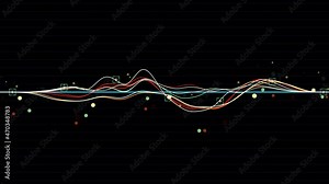 sound equalizer 3D rendering animation curved lines audio waveform animation spectrum clight for your video presentation backgrounds, performances, presentations, dance parties, music clips