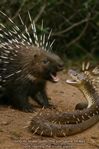 Porcupine’s Sharp Quills Injure the Snake 😱 | Nature’s Fearless Defense