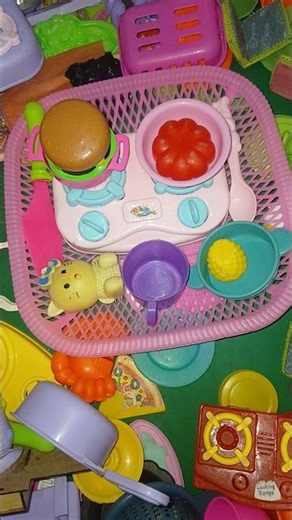 satisfying with unboxing doll kitchen bargar cooking set #shortsfeed