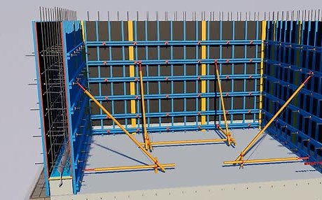 地下室导墙、独立柱基础、加气块砌体、剪力墙模板、楼梯钢筋施工BIM动画
