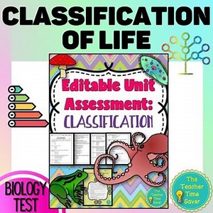 Classification of Living Things Test Quiz Assessment- Life Science Notebook