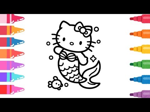 How To Draw Hello Kitty Mermaid Drawing, Painting & Coloring For Kids and Toddlers_ Child Art 🌈🎨