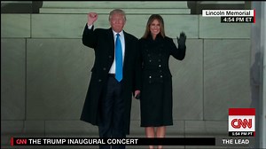 The moment President-elect Donald J. Trump and Melania Trump walked out in front of the Lincoln Memorial and greeted the crowd at the inaugural concert http://cnn.it/2jRz2Ke | CNN