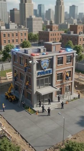 Miniature Tiny Police Station Construction