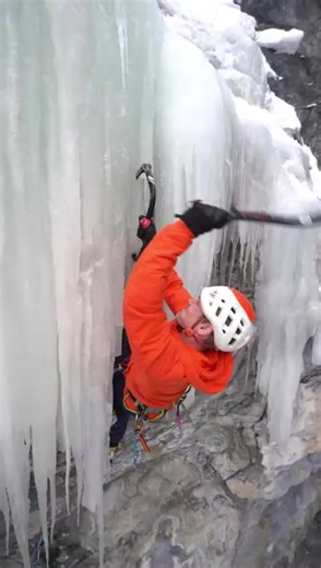 Steep ice climbing in Canada! Not sure I could hang on that long | climbing