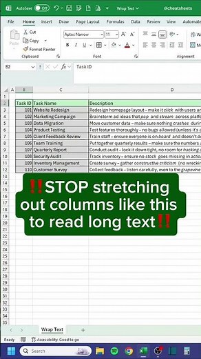 Wrap Text in Excel‼️ #excel