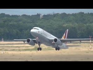 Dusseldorf airport - plane takeoff and planes land