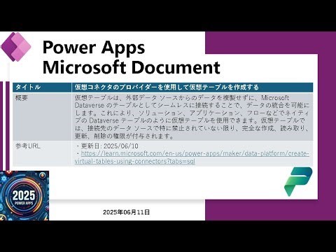 2025 Power Apps - 仮想コネクタのプロバイダーを使用して仮想テーブルを作成する