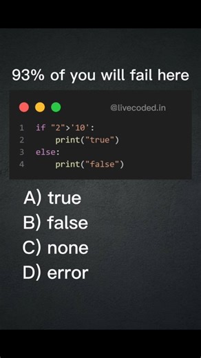 Python | Programming | Tech Skills on Instagram: "What do you think this code will print? Comment your guess — most people get it wrong 😉 #codinglife #pythonprogrammer #developerlife #techcreator #reelitfeelit #viralpost #explorepage #contentcreator #indiantechcommunity #madeinindia"