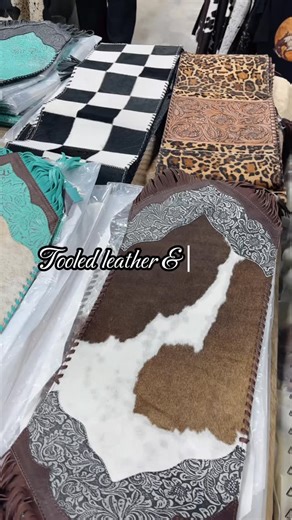 Western Linens on Instagram: "Elevate your table with our handcrafted tooled leather & cowhide table runners. rustic charm meets timeless style. Western-linens.com"