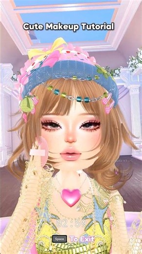Custom Makeup Tutorial in DTI 🌸 No DLC 🌿*・゚ #dresstoimpress #makeup #dti #shorts