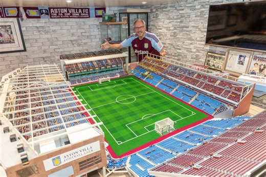 Aston Villa fan spends six years building Subbuteo inspired replica of Villa Park
