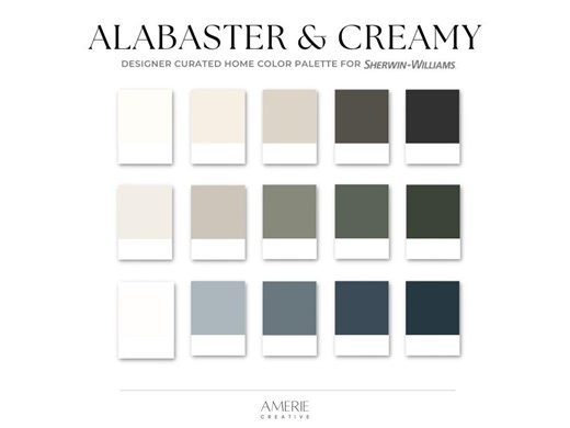 Alabaster Sherwin Williams Creamy Paint Color Palette Warm White House Paint Color Scheme Exterior Home Interior Warm Neutral Paint Colors - Etsy