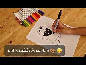 How to draw Cookie Monster from Sesame Street, easy 🍪 😋